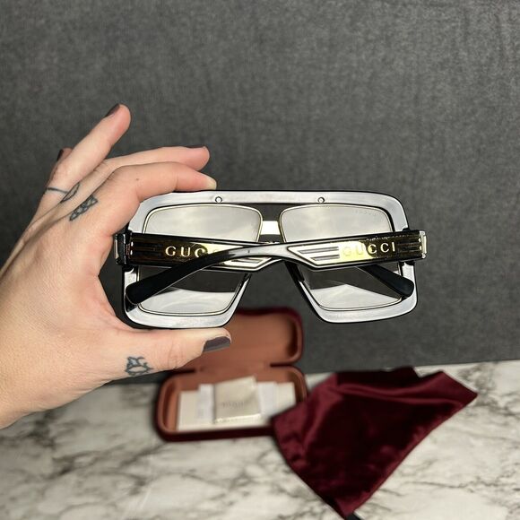 Gucci Men's Sunglasses Nylon Lens Havana Plastic Pilot Shaped Frame GG0900S 005 - Picture 8 of 15